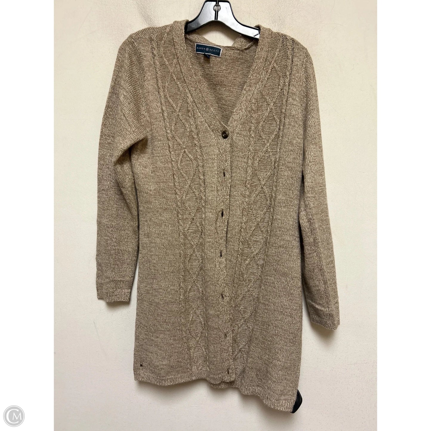 Sweater Cardigan By Karen Scott In Tan, Size: Xlp