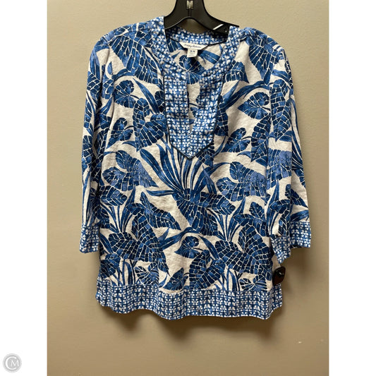Top Short Sleeve By Tommy Bahama In Blue & White, Size: M