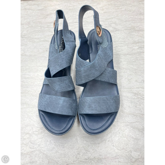 Sandals Heels Block By Spring Step In Blue, Size: 10