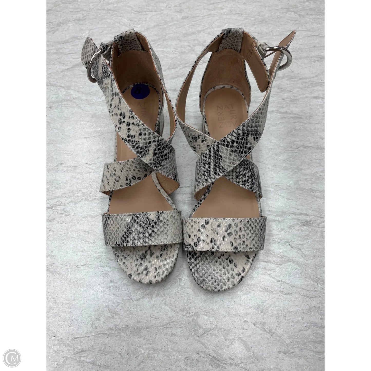 Sandals Heels Block By Naturalizer In Snakeskin Print, Size: 8.5