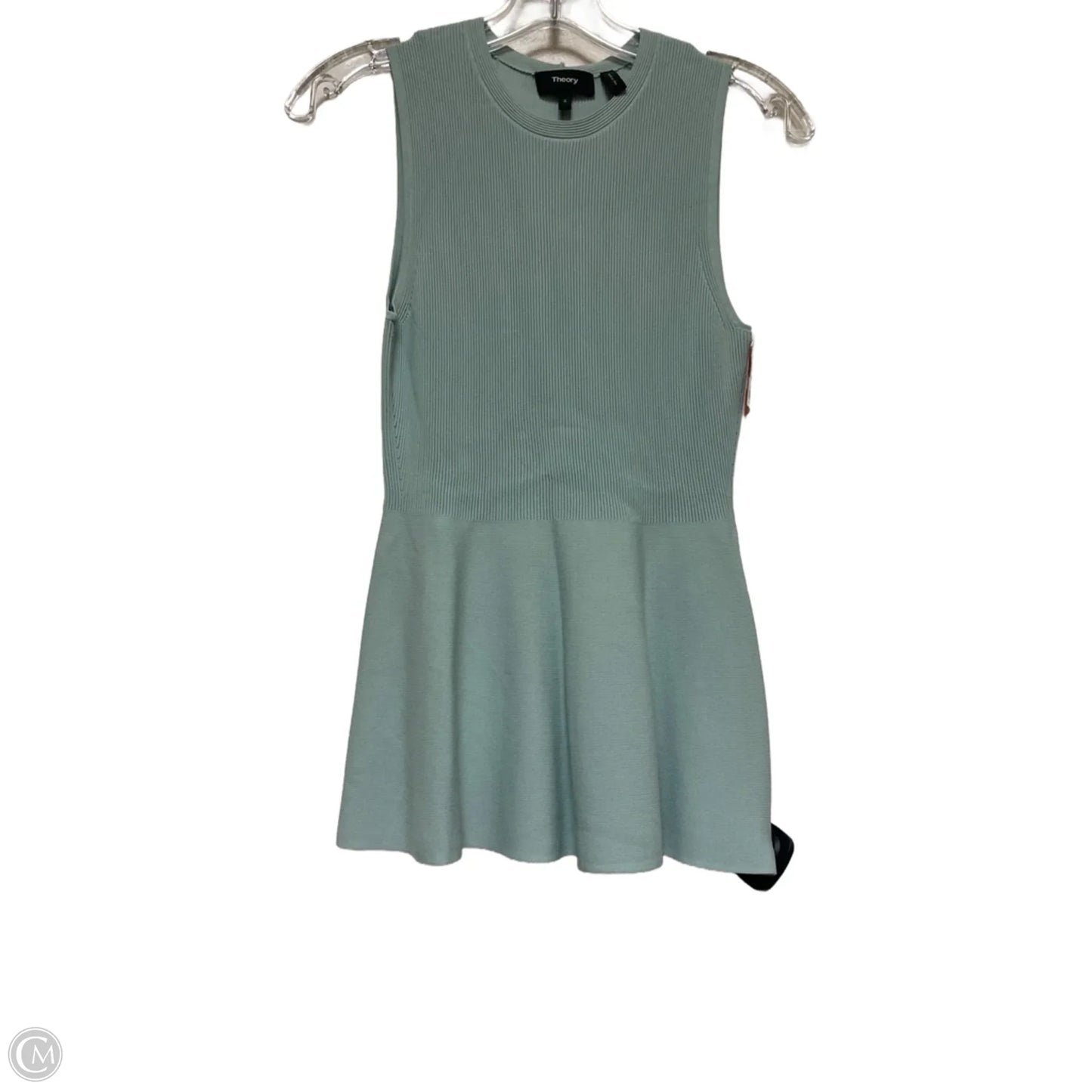 Top Sleeveless By Theory In Green, Size: S