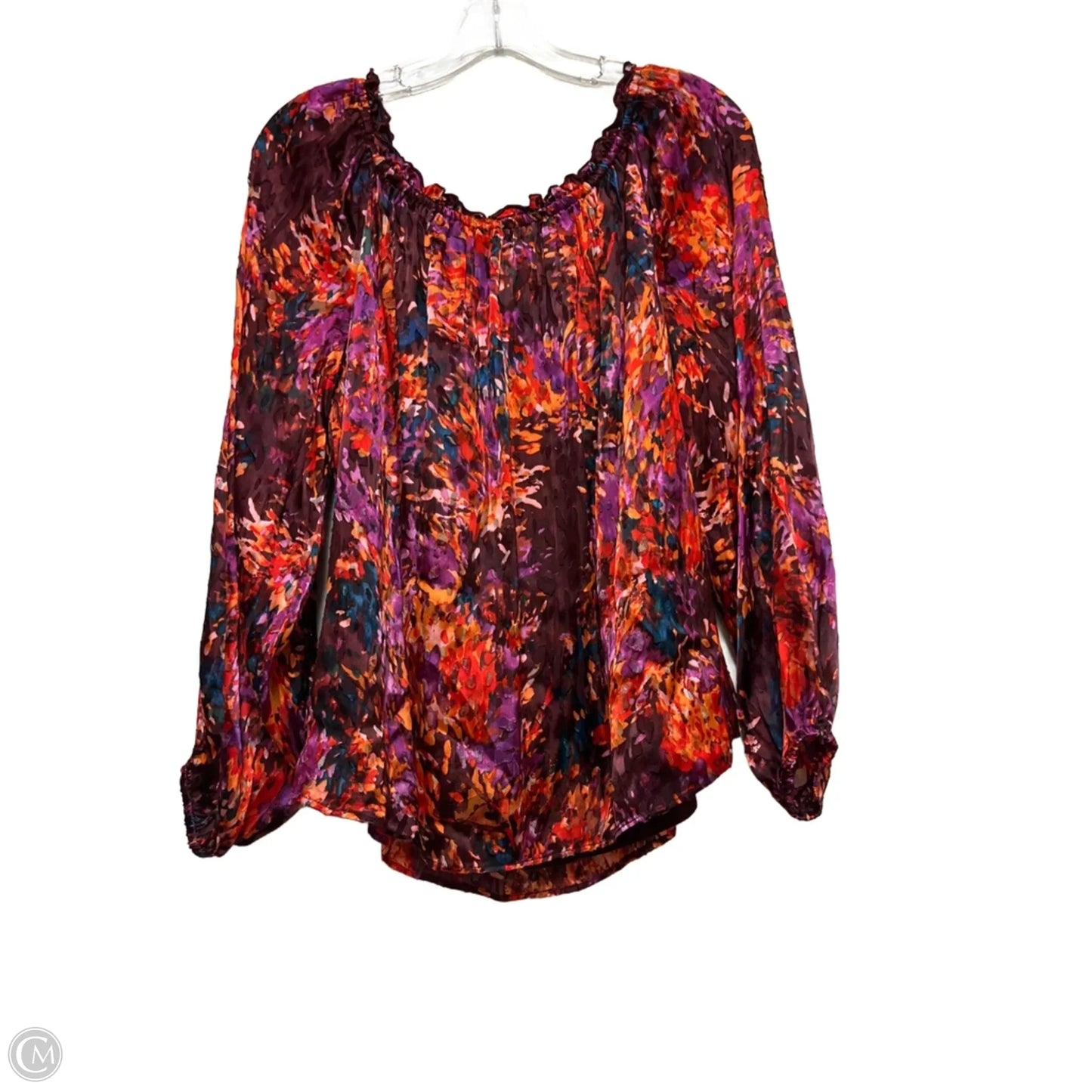 Top Long Sleeve By White House Black Market In Purple & Red, Size: L