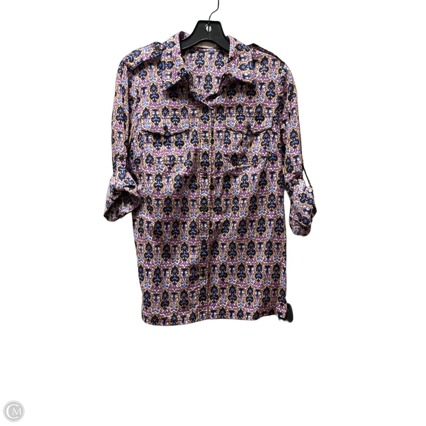 Top Short Sleeve Designer By Tory Burch In Brown & Purple, Size: 6