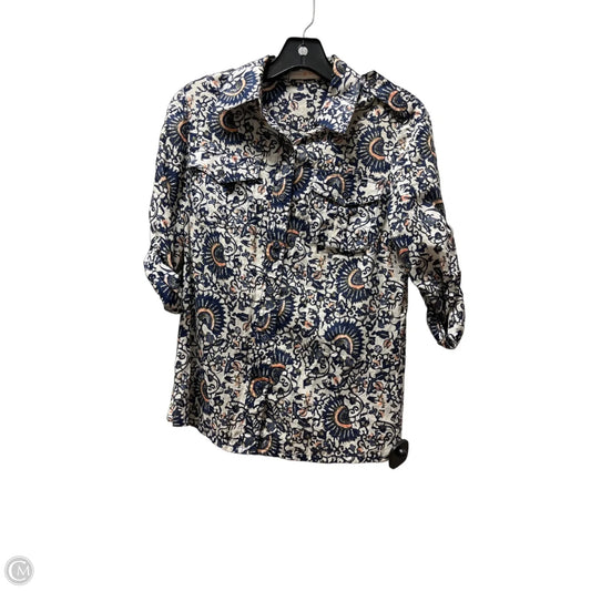 Top Short Sleeve Designer By Tory Burch In Blue & Grey, Size: 2