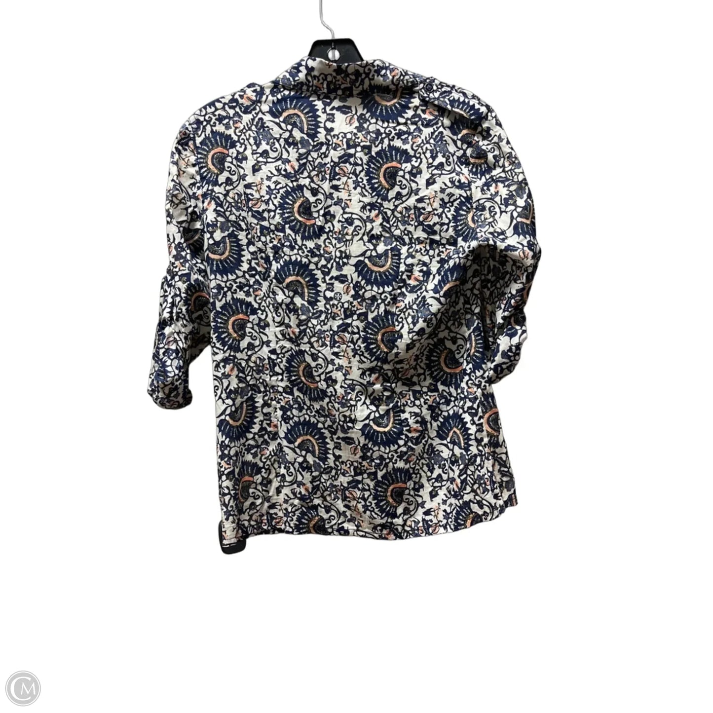 Top Short Sleeve Designer By Tory Burch In Blue & Grey, Size: 2