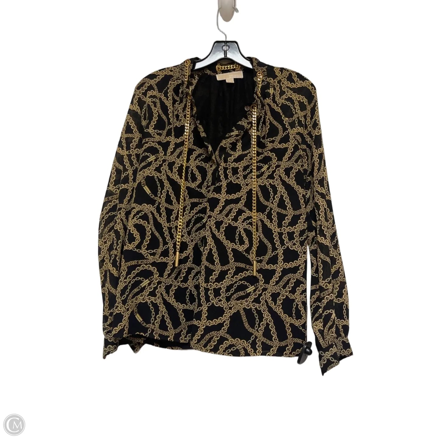 Top Long Sleeve By Michael By Michael Kors In Black & Gold, Size: S