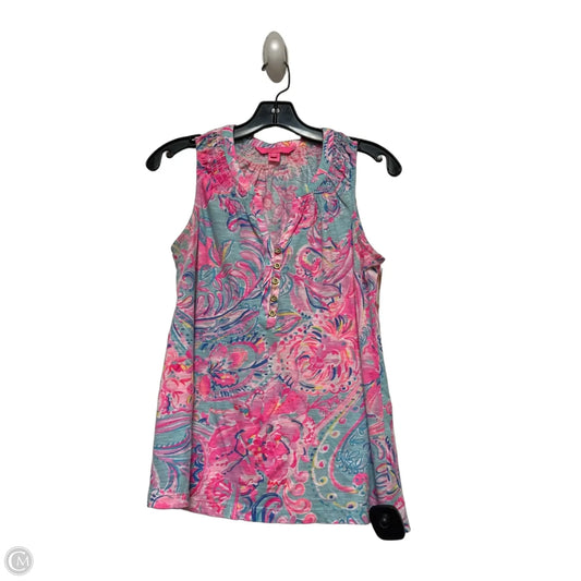 Top Sleeveless Designer By Lilly Pulitzer In Blue & Pink, Size: Xs