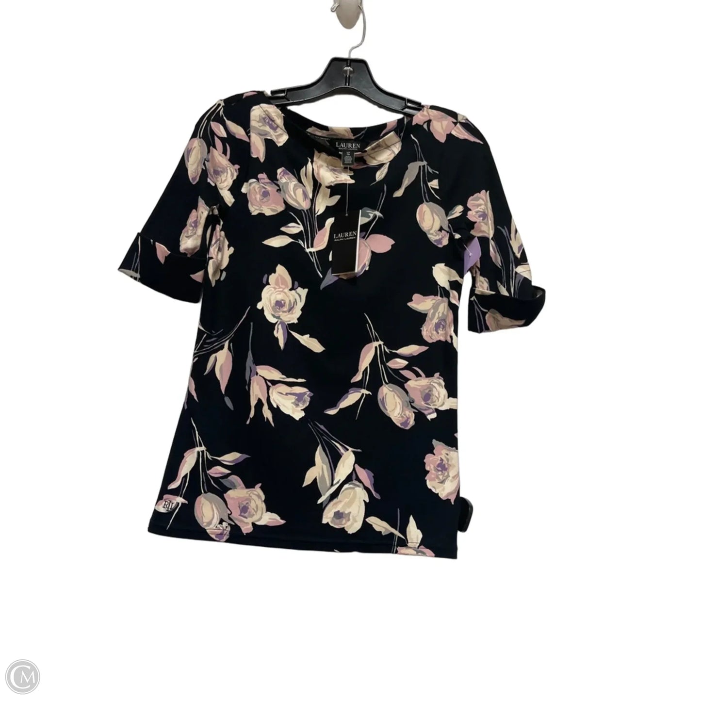 Top Short Sleeve By Lauren By Ralph Lauren In Floral Print, Size: S