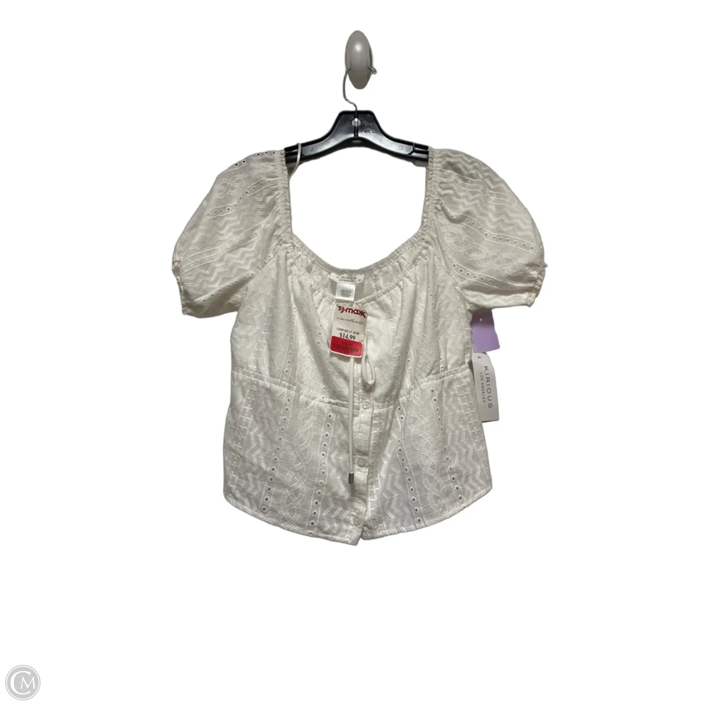 Top Short Sleeve By Kirious In White, Size: L