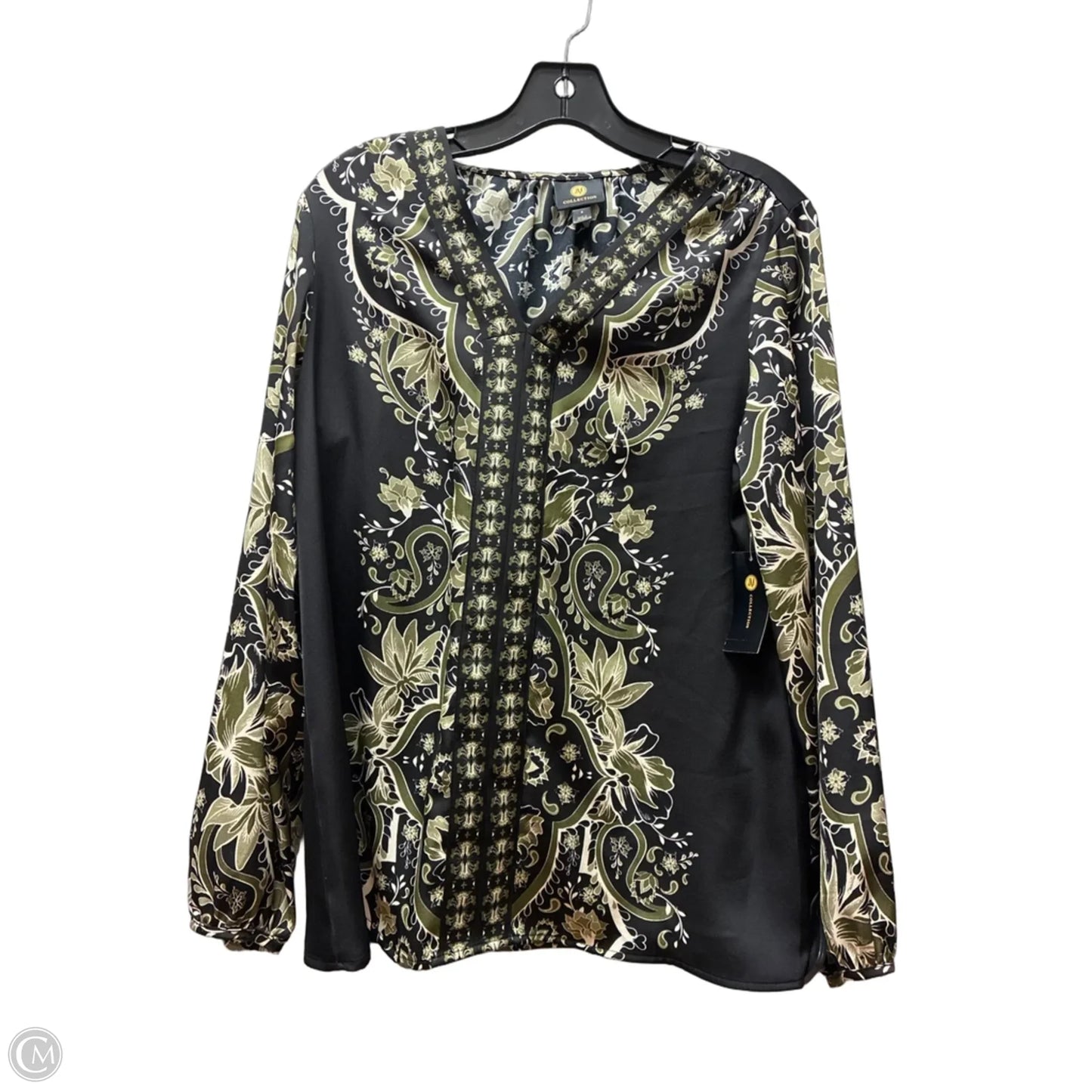 Top Long Sleeve By Jm Collections In Black & Green, Size: S