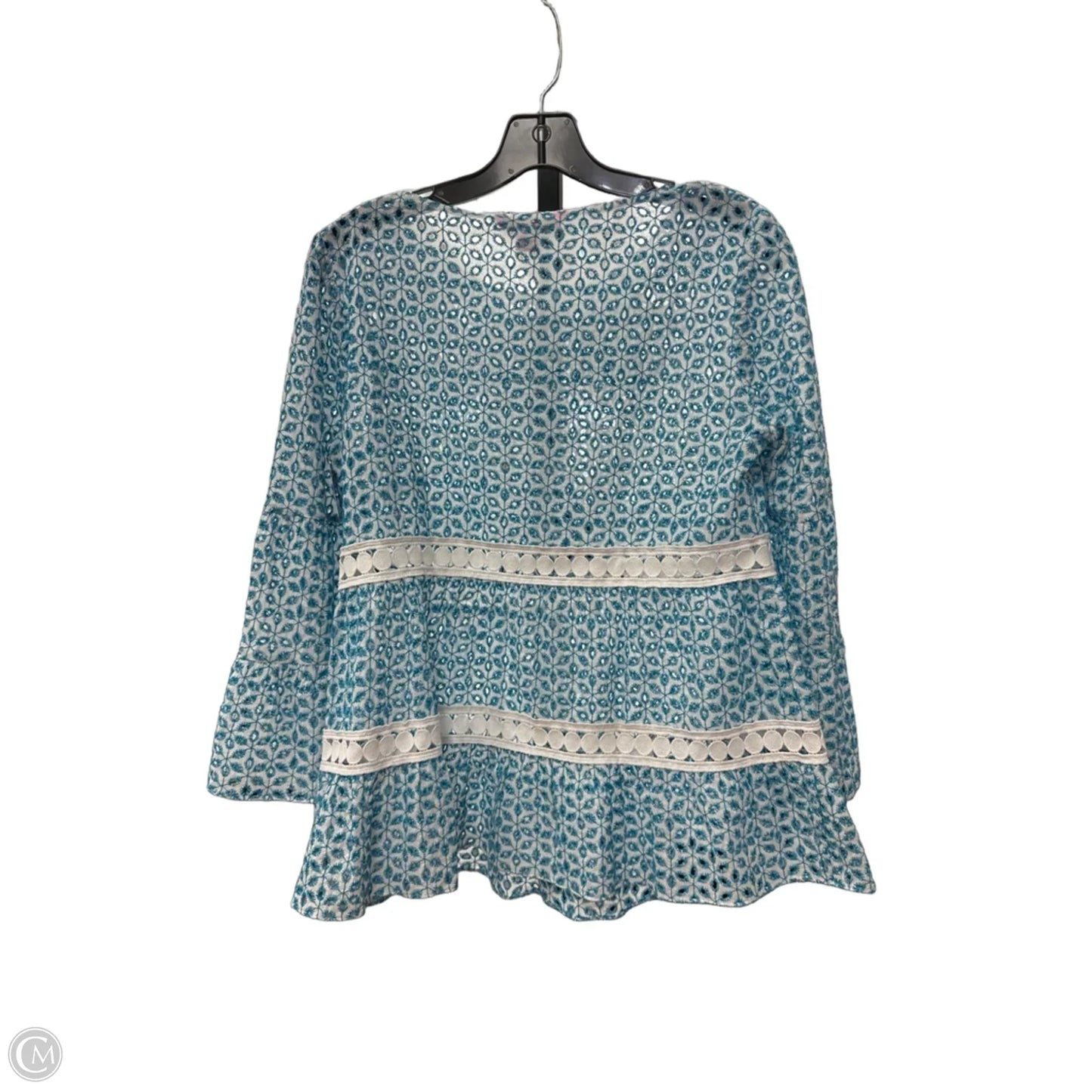 Top Long Sleeve Designer By Lilly Pulitzer In Blue & White, Size: S