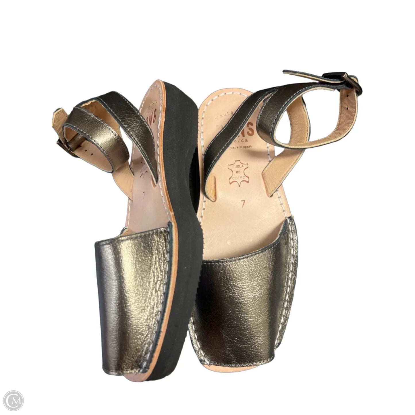 Sandals Heels Block By Clothes Mentor In Bronze, Size: 7