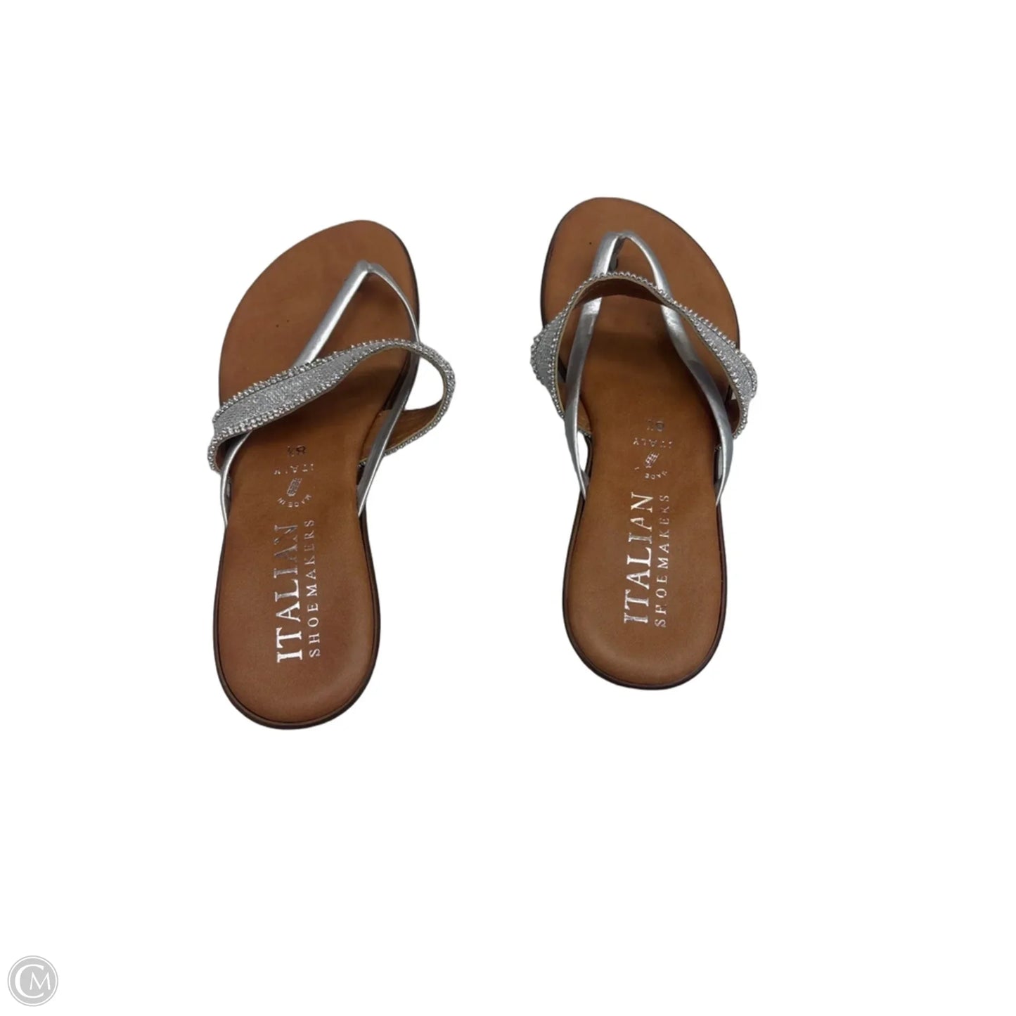 Sandals Flats By Italian Shoemakers In Brown & Silver, Size: 8.5