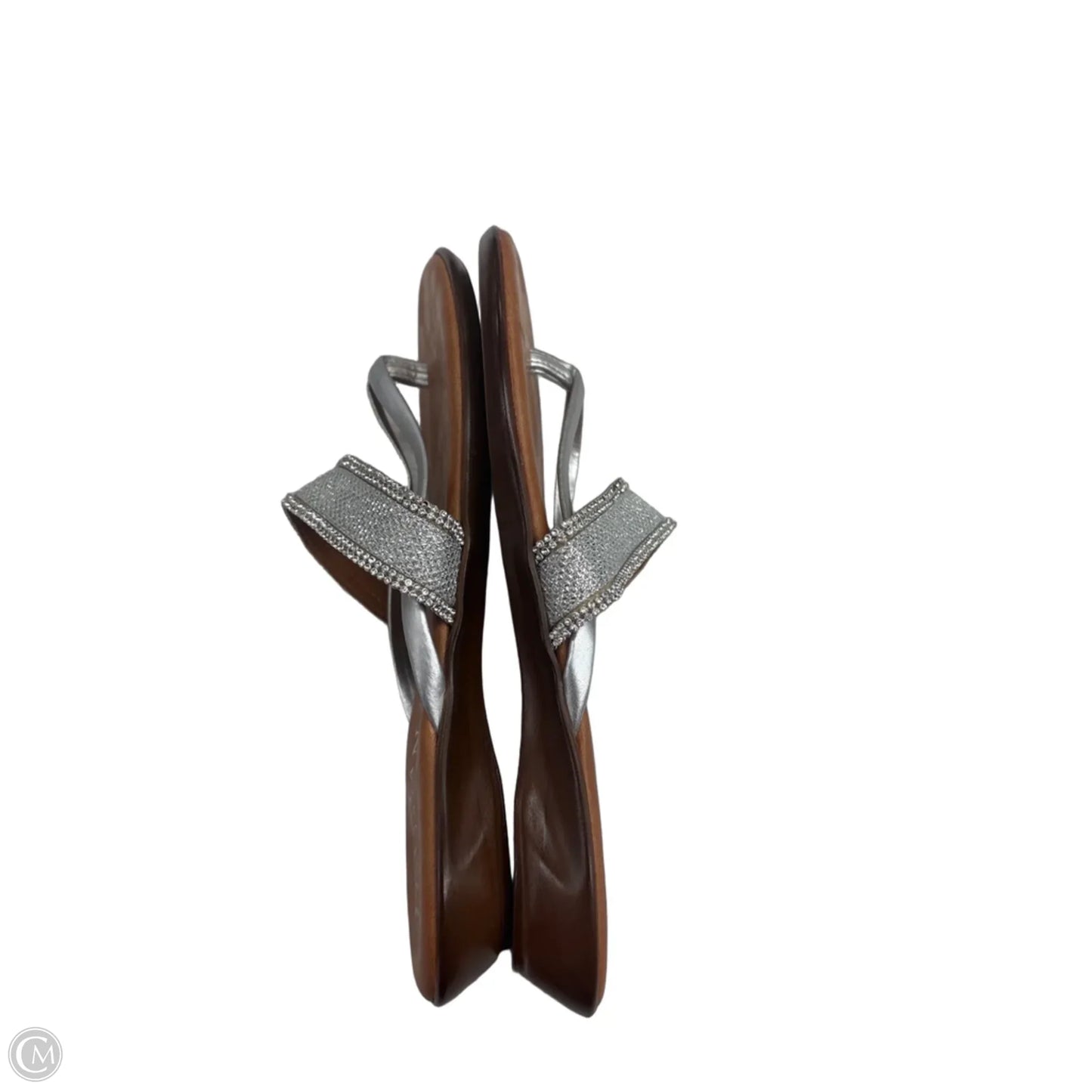 Sandals Flats By Italian Shoemakers In Brown & Silver, Size: 8.5