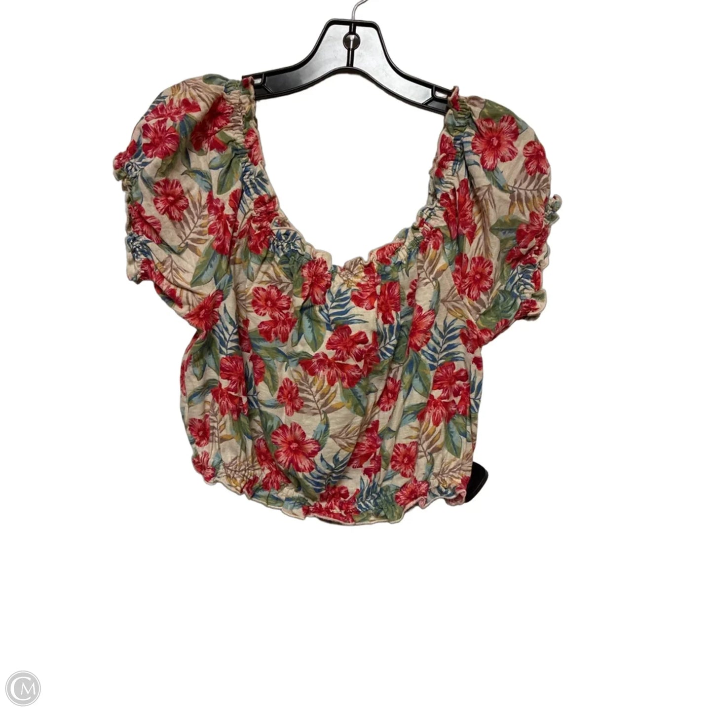 Top Short Sleeve By American Eagle In Floral Print, Size: M