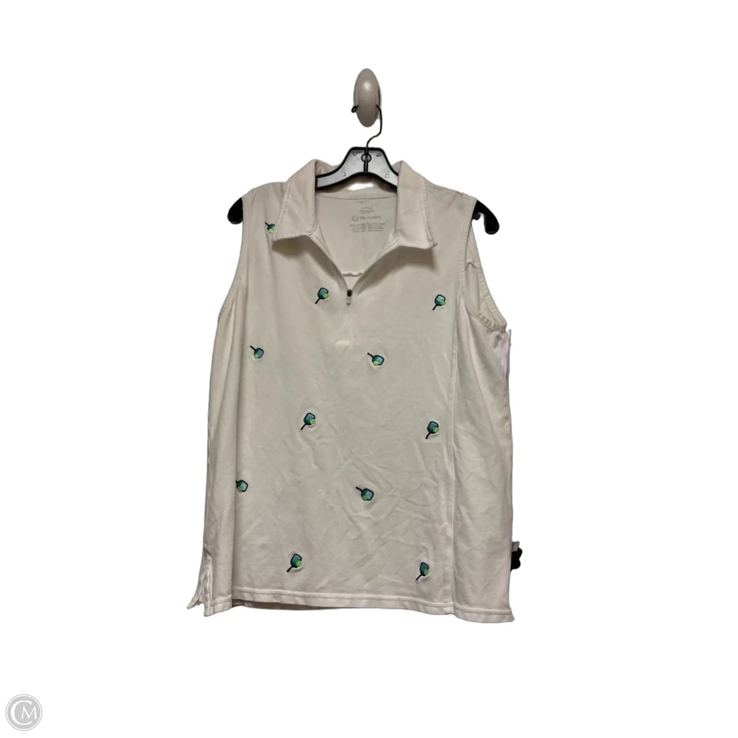 Top Sleeveless By Talbots In Green & White, Size: L