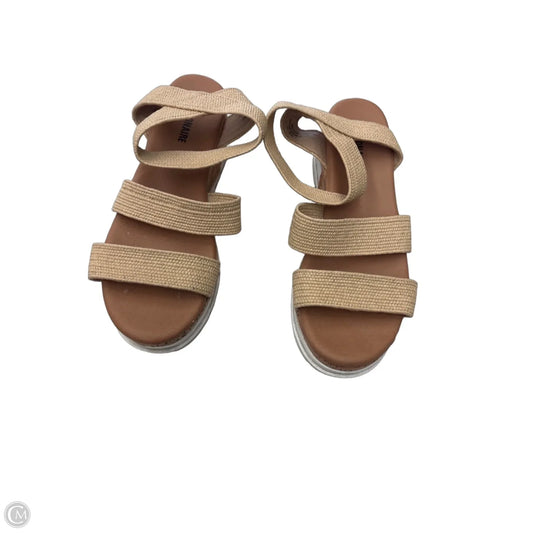 Sandals Heels Wedge By Cushionaire In Tan, Size: 10