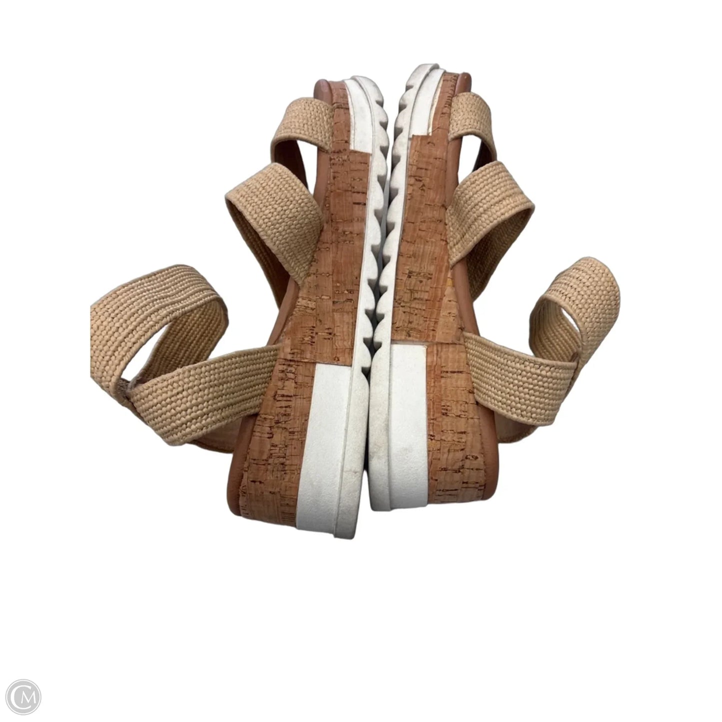 Sandals Heels Wedge By Cushionaire In Tan, Size: 10