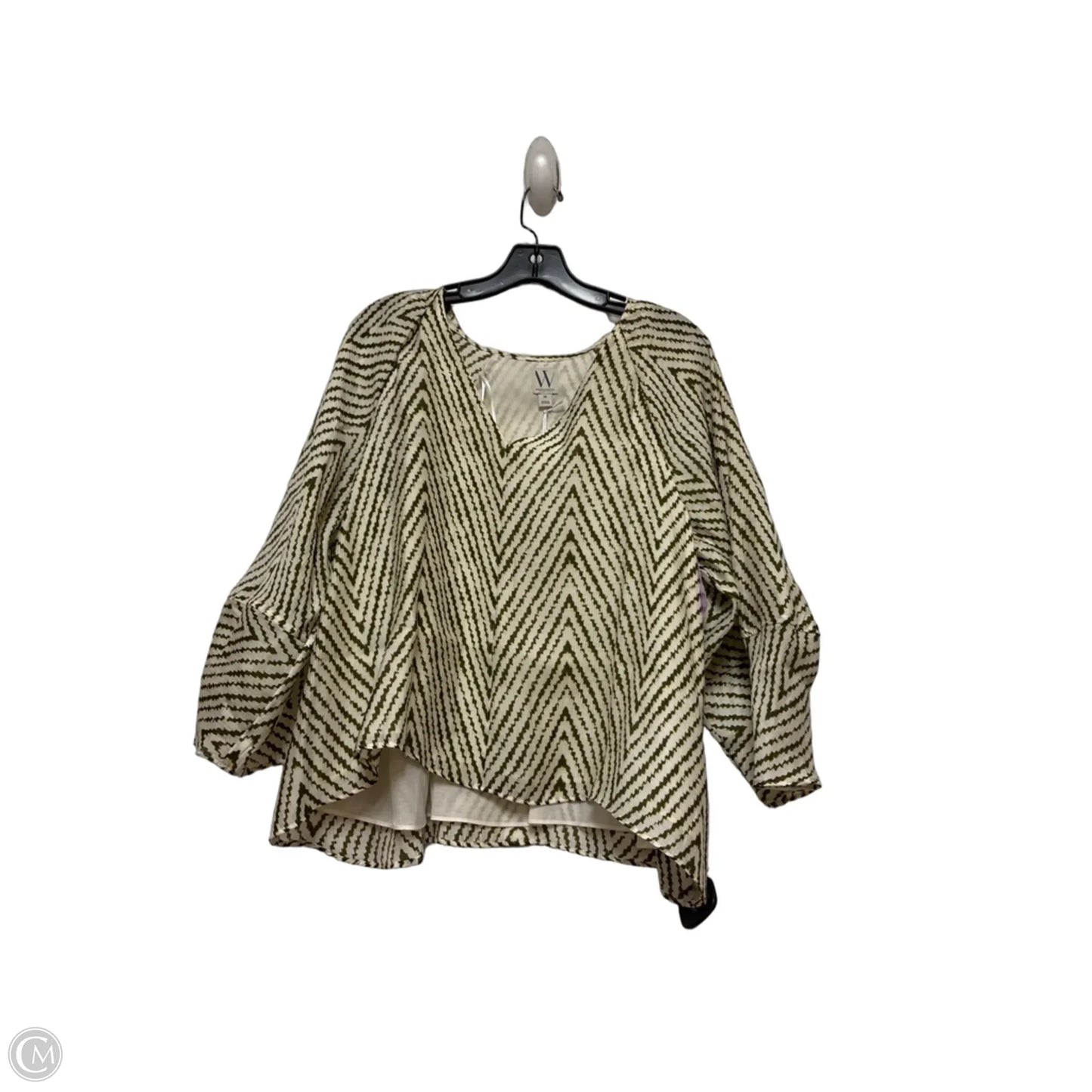 Top Long Sleeve By Worthington In Green & Tan, Size: M