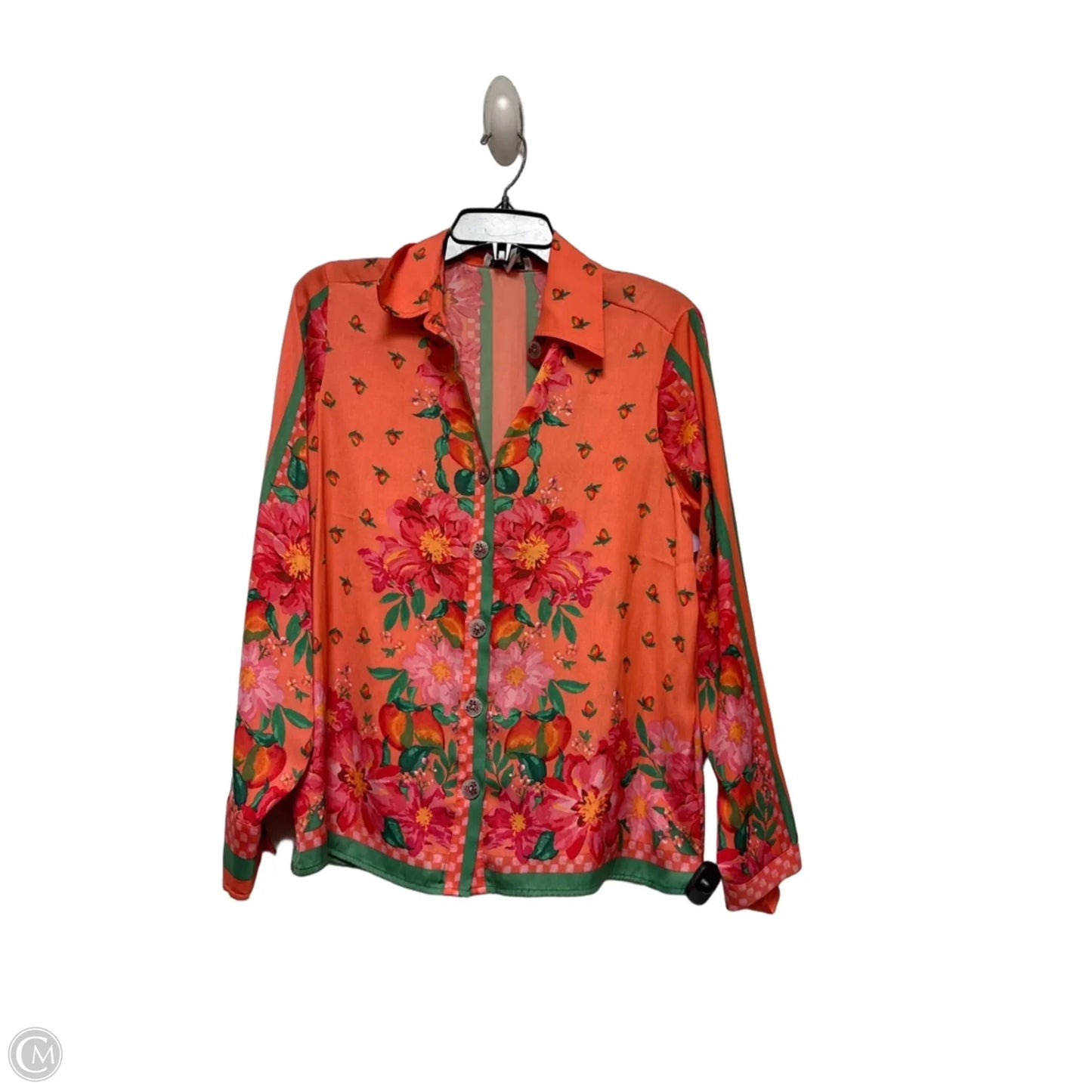 Top Long Sleeve By Rachel Zoe In Green & Orange, Size: S