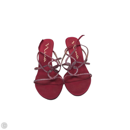 Sandals Heels Stiletto By Nina In Red, Size: 10