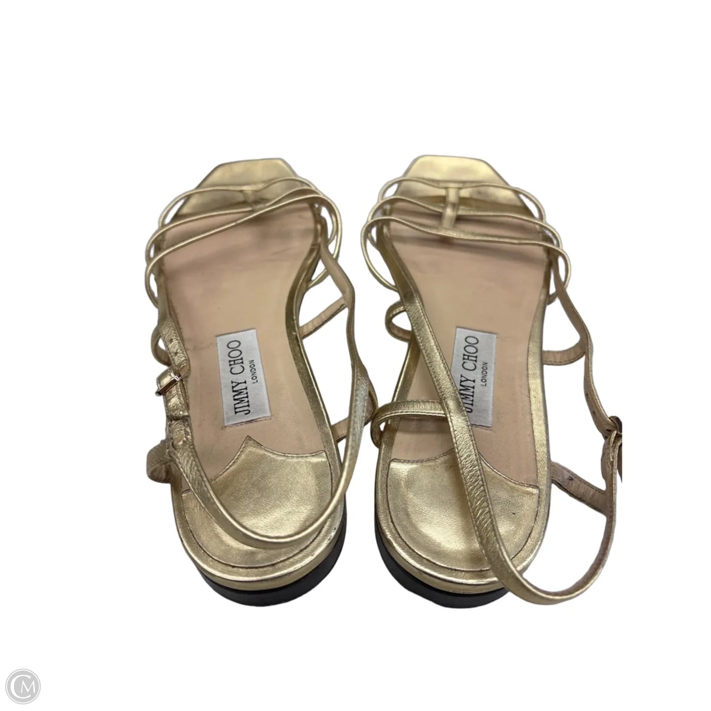 Sandals Luxury Designer By Jimmy Choo In Gold, Size: 11