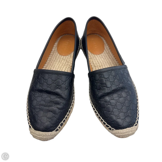 Shoes Luxury Designer By Gucci In Black & Tan, Size: 6.5