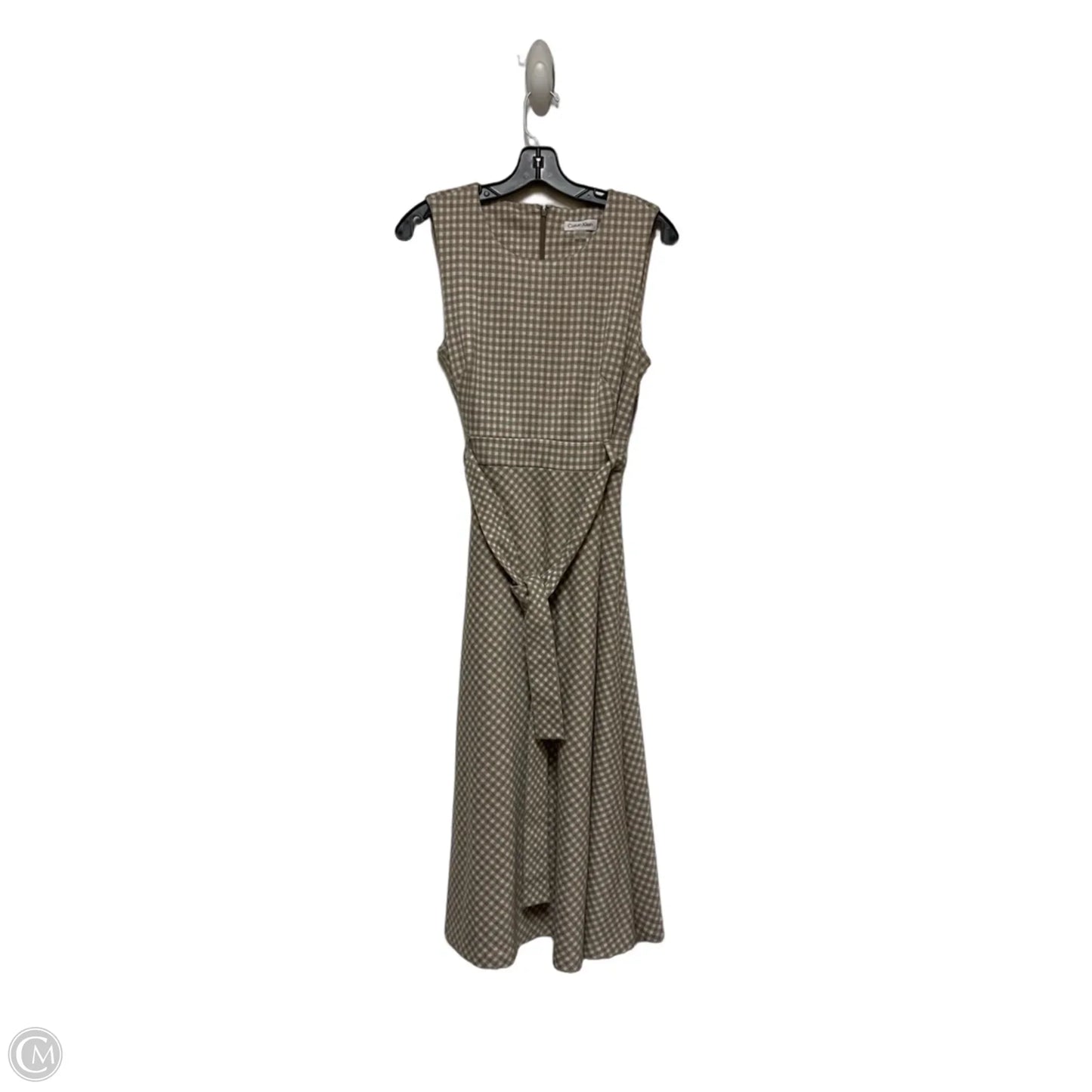 Dress Casual Midi By Calvin Klein In Plaid Pattern, Size: M