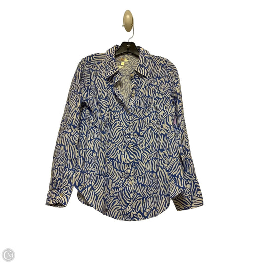 Top Long Sleeve Designer By Lilly Pulitzer In Blue & White, Size: S