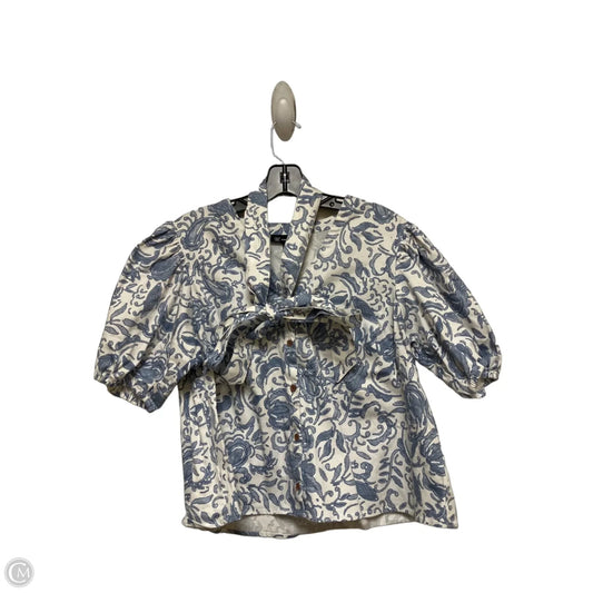 Top Short Sleeve By Inc In Blue & White, Size: L