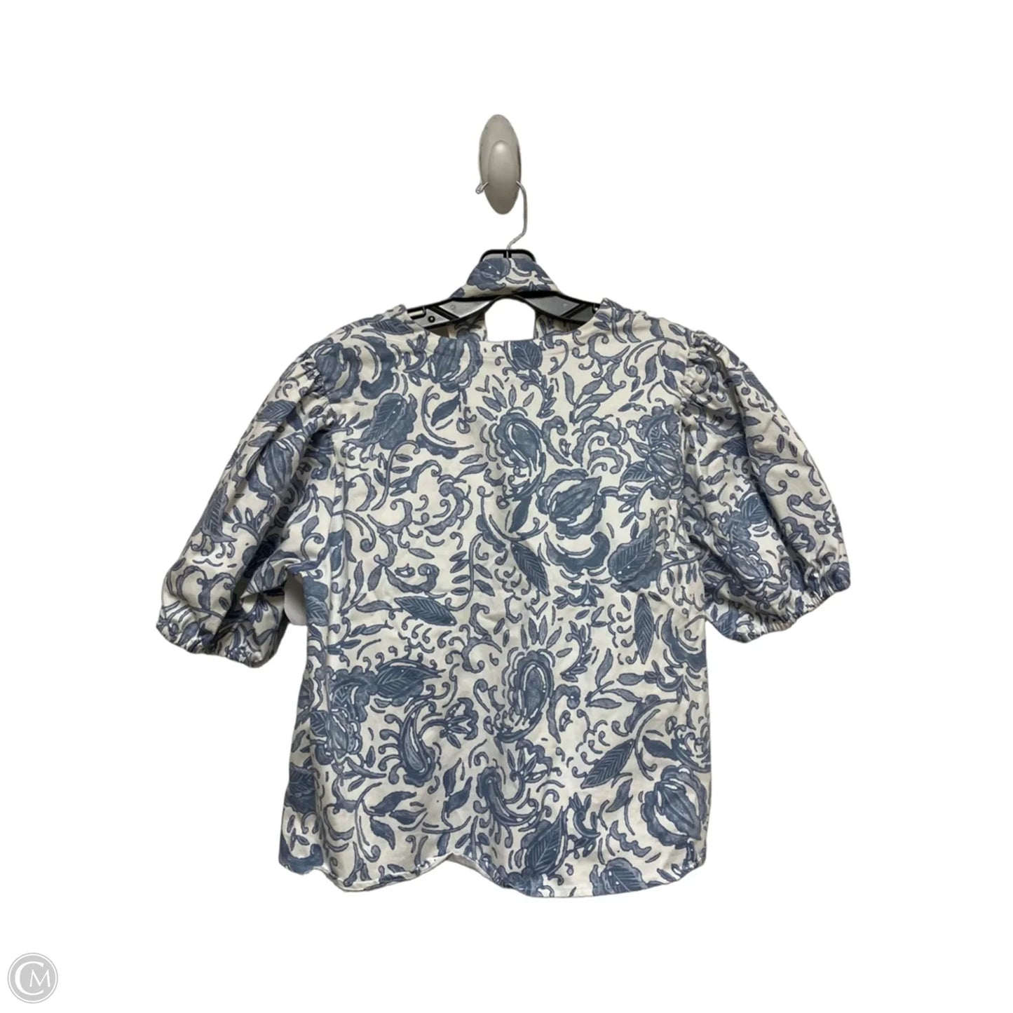 Top Short Sleeve By Inc In Blue & White, Size: L