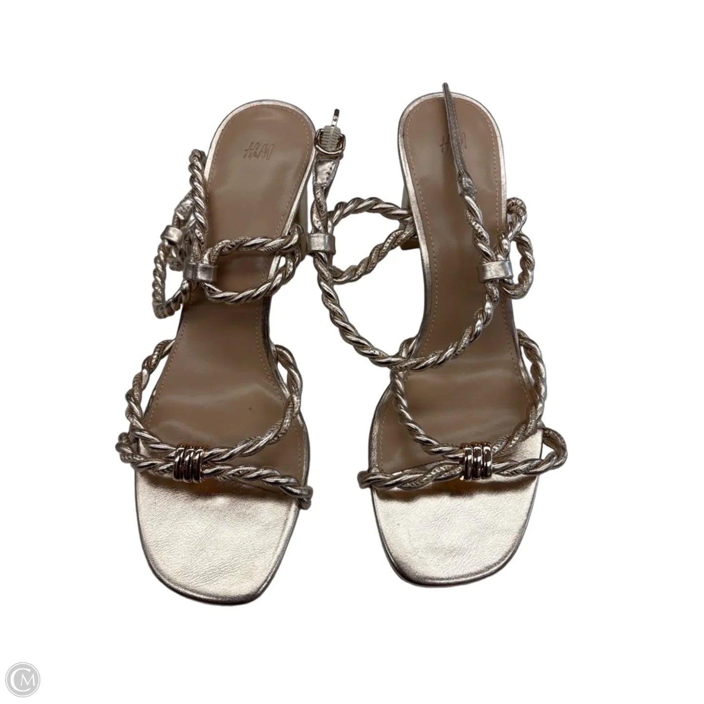 Sandals Heels Block By H&m In Gold, Size: 6