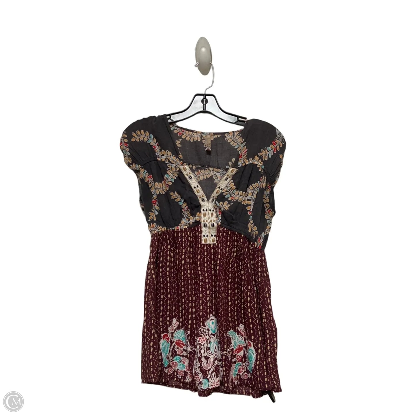 Top Short Sleeve By Free People In Grey & Purple, Size: S