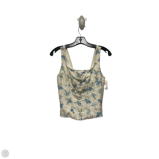 Top Sleeveless By Kirious In Blue & Cream, Size: S