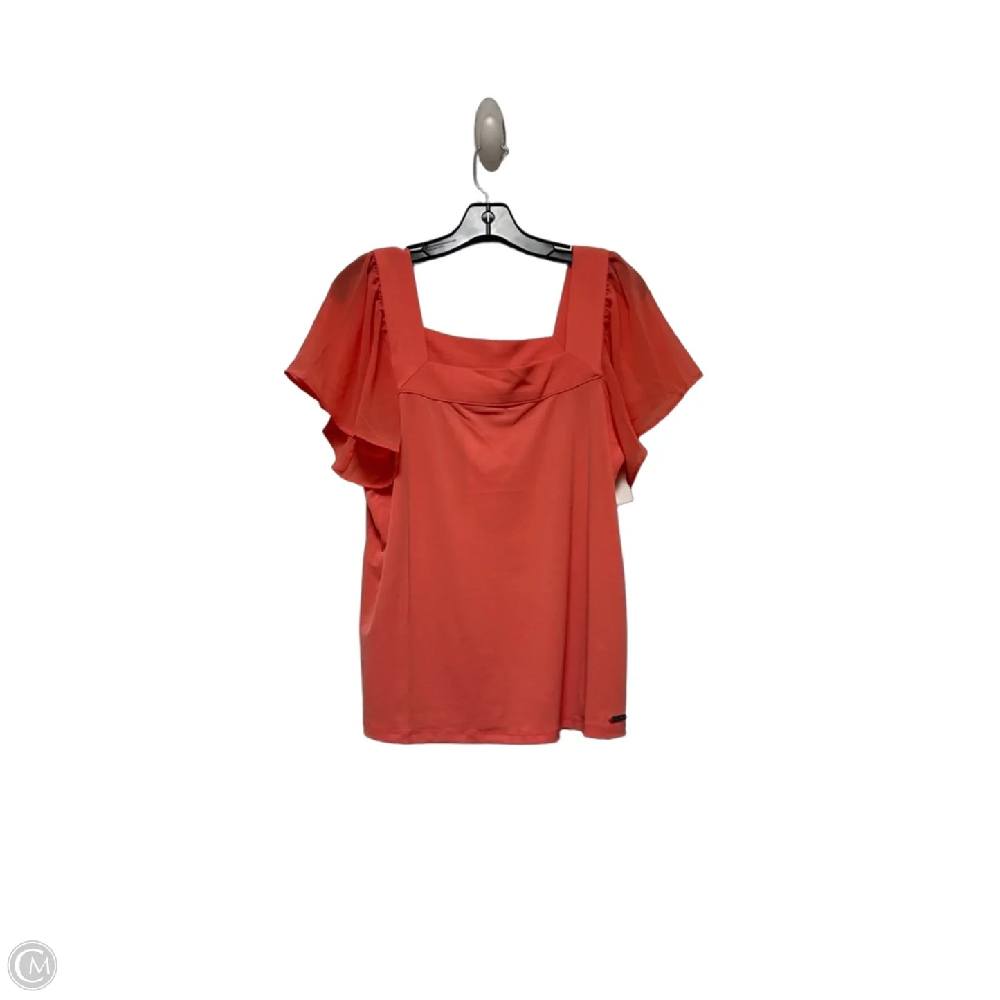 Top Short Sleeve By Calvin Klein In Coral, Size: M