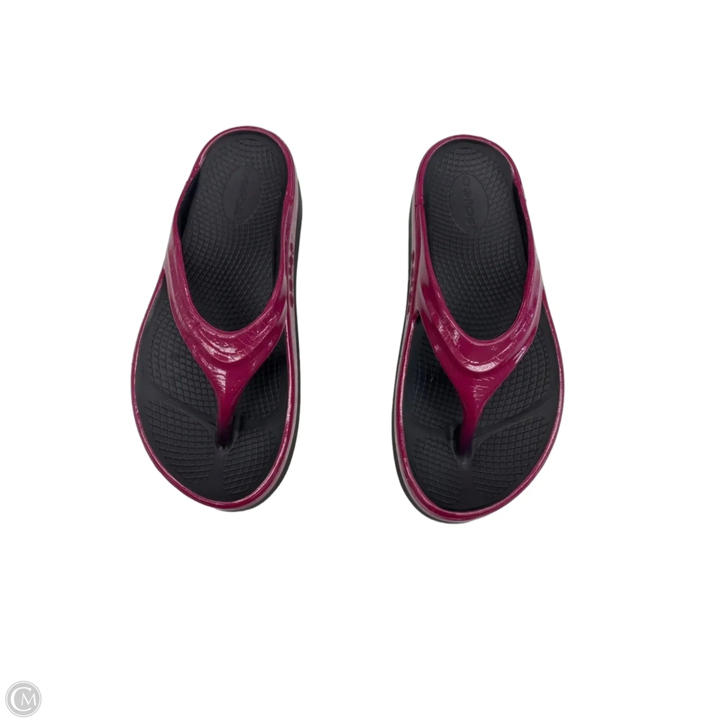 Sandals Flats By Oofos In Black & Pink, Size: 11