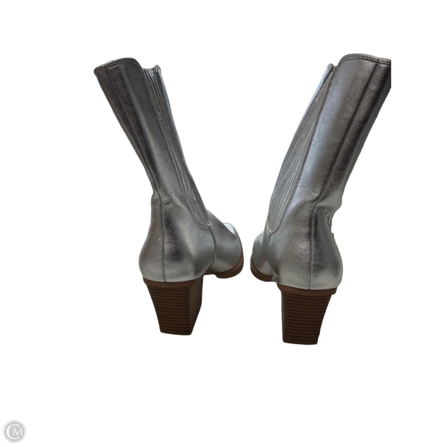 Boots Ankle Heels By Forever 21 In Silver, Size: 6