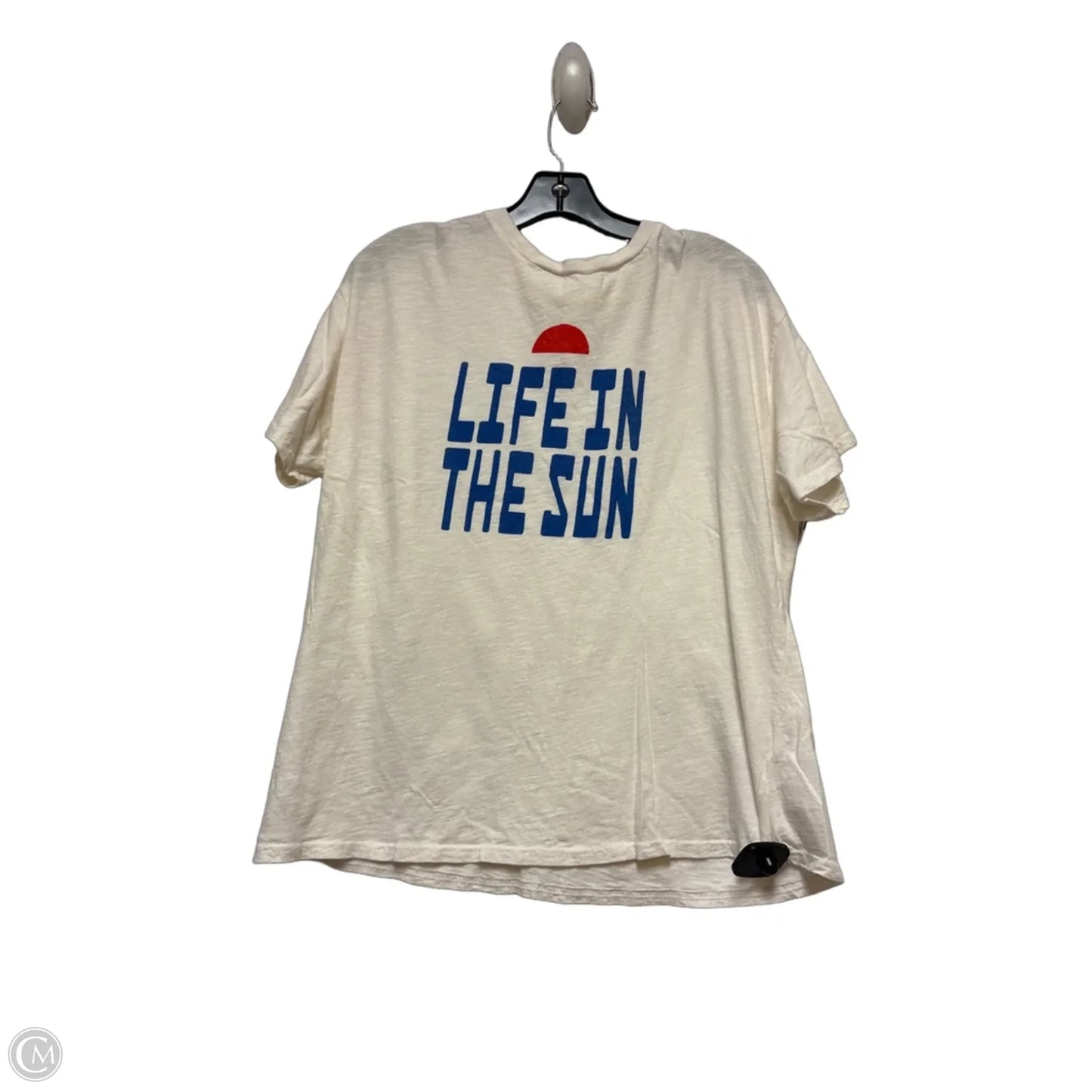 Top Short Sleeve Basic By Clothes Mentor In Blue & Cream, Size: M