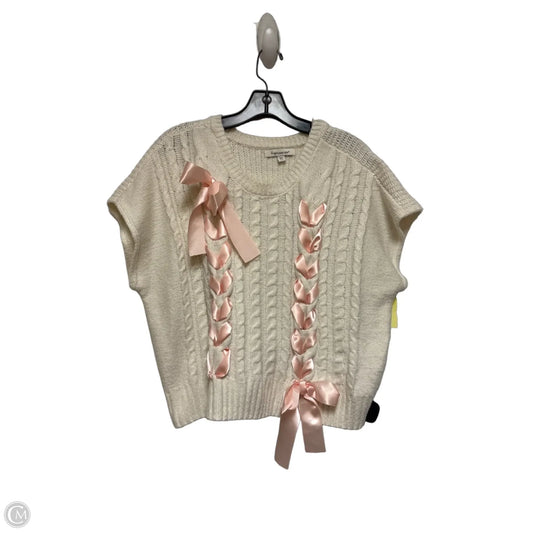 Sweater Short Sleeve By Francesca’s In Pink & White, Size: Xl