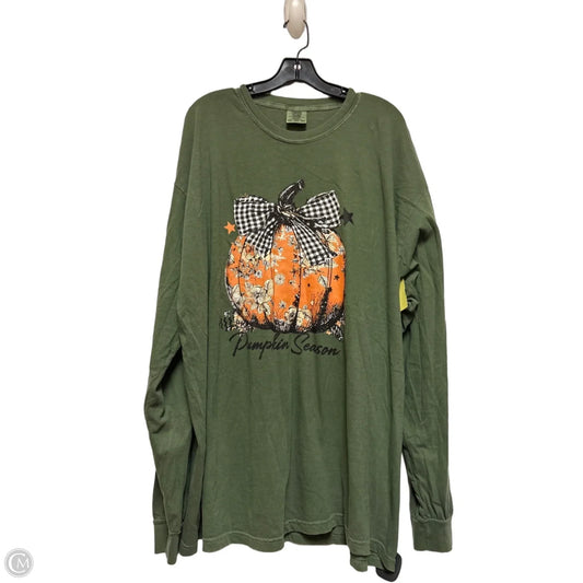 Top Long Sleeve Basic By Comfort Colors In Green, Size: 3x