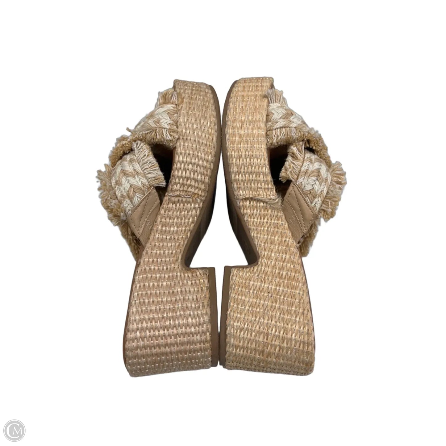 Sandals Heels Block By Universal Thread In Tan & White, Size: 6.5