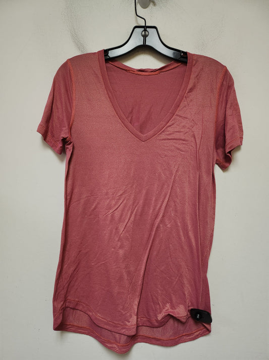 Athletic Top Short Sleeve By Lululemon In Pink, Size: M