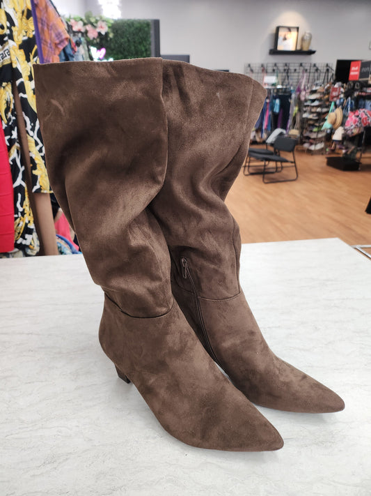 Boots Mid-calf Heels By A New Day In Brown, Size: 9.5