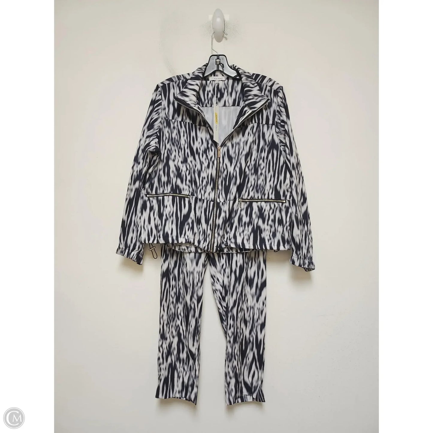 Pants Set 2pc By Calvin Klein In Black & White, Size: S