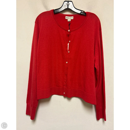Sweater Cardigan By Ava & Viv In Red, Size: 2x