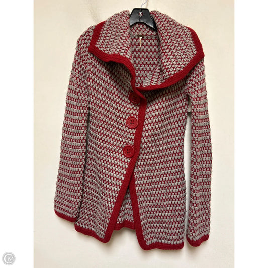 Sweater Cardigan By Free People In Grey & Red, Size: S