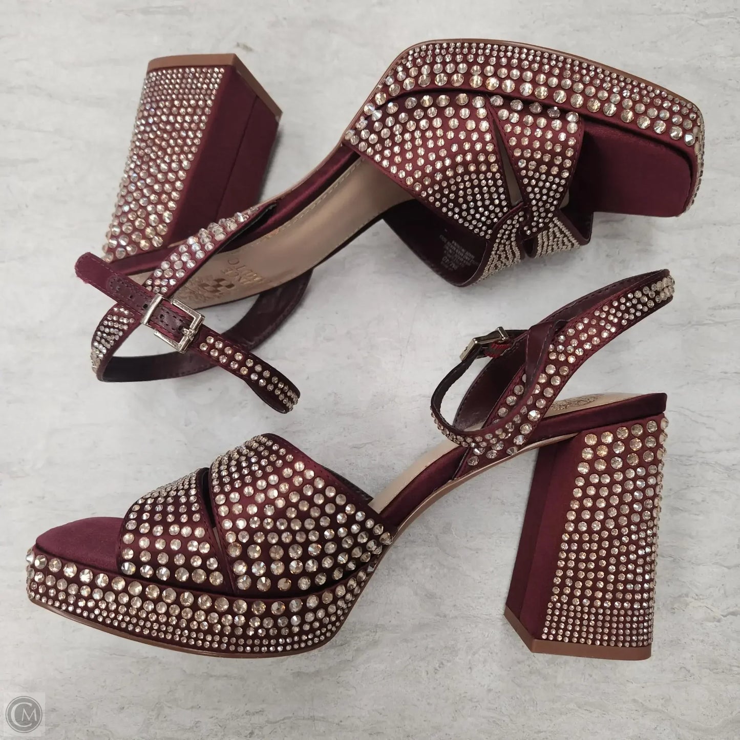 Sandals Heels Block By Vince Camuto In Maroon, Size: 9