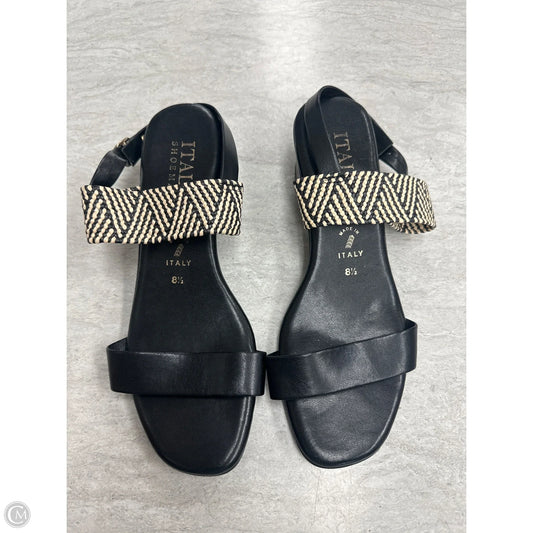 Sandals Heels Block By Italian Shoemakers In Black & Tan, Size: 8.5