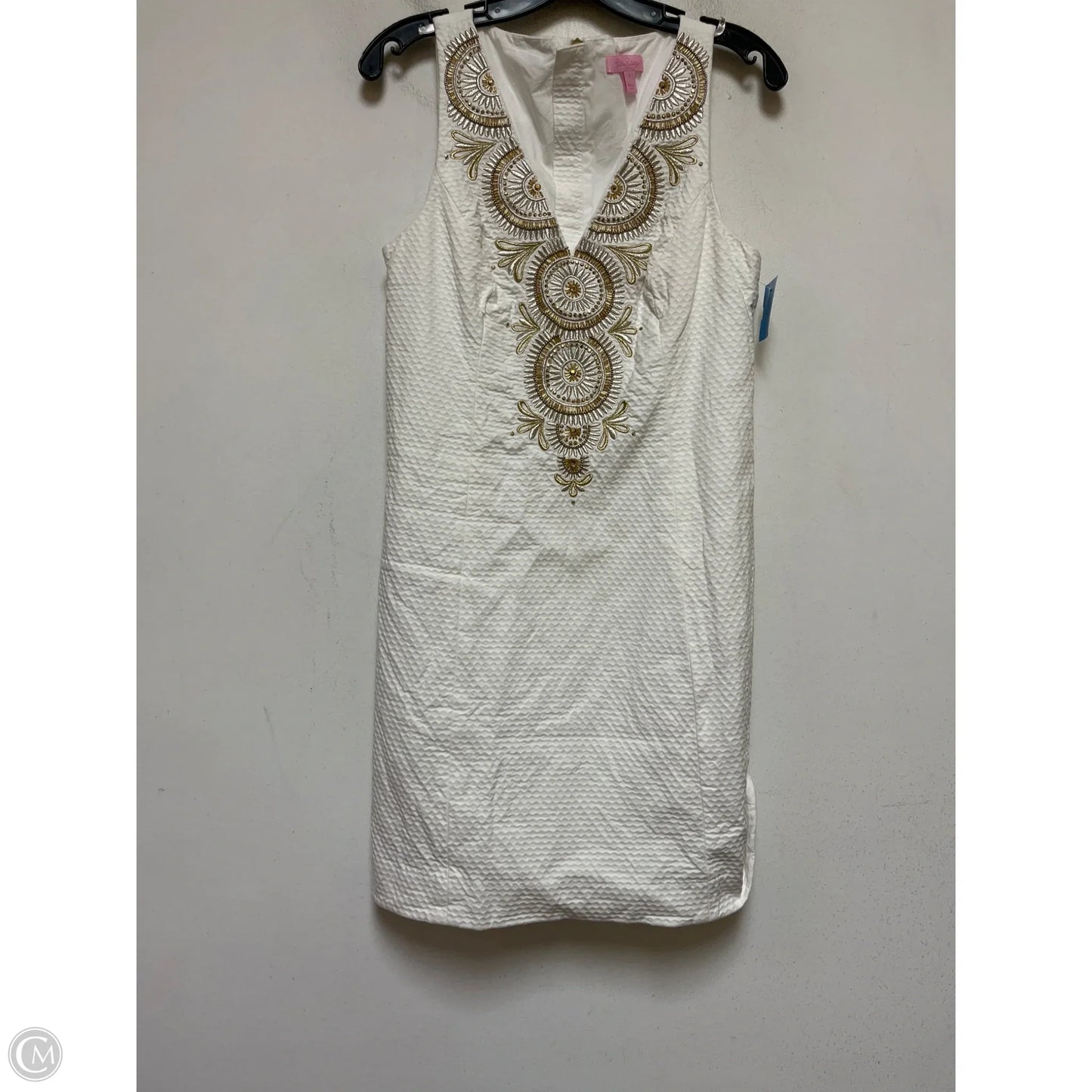 Dress Designer By Lilly Pulitzer In Gold & White, Size: 4