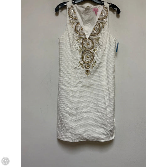 Dress Designer By Lilly Pulitzer In Gold & White, Size: 4